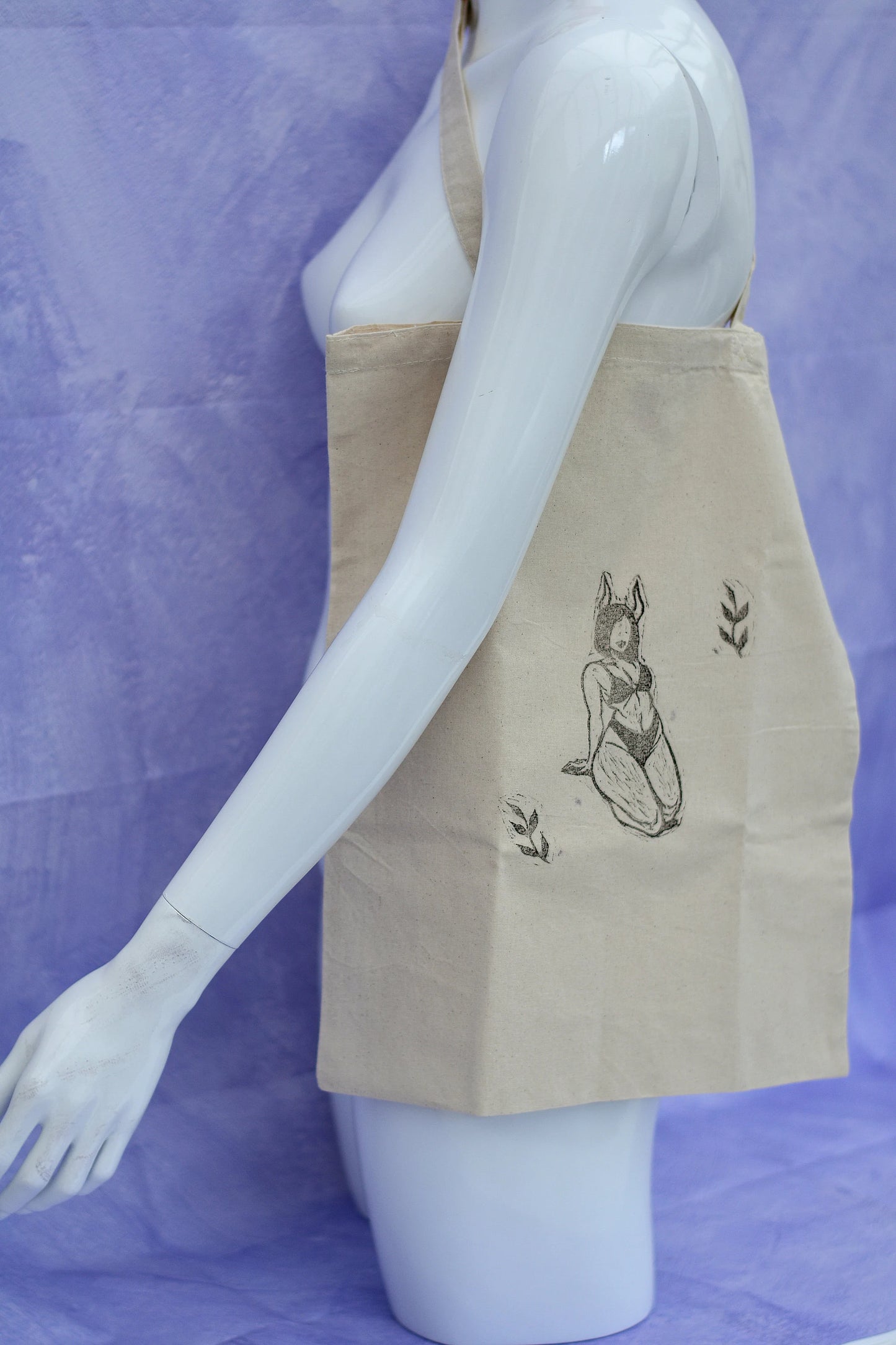 Hand Printed Goth Girl Tote Bag