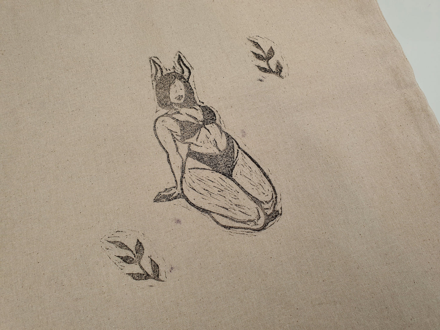 Hand Printed Goth Girl Tote Bag